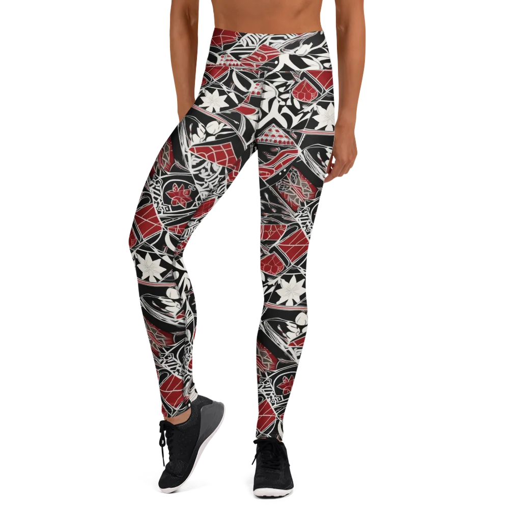 Crimson Rhapsody on Yoga Leggings — Front