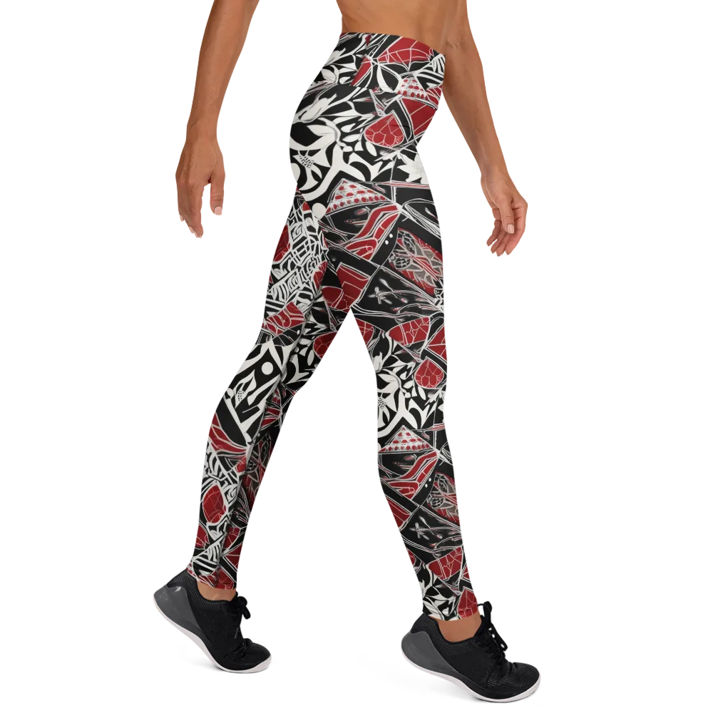 Crimson Rhapsody on Yoga Leggings — Right