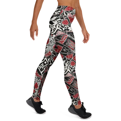 Crimson Rhapsody on a Yoga Leggings