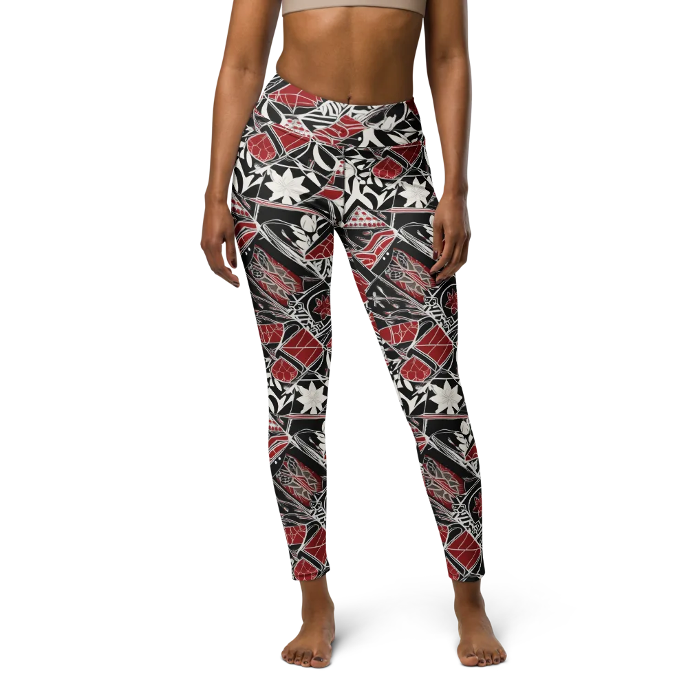 Crimson Rhapsody on Yoga Leggings — Front