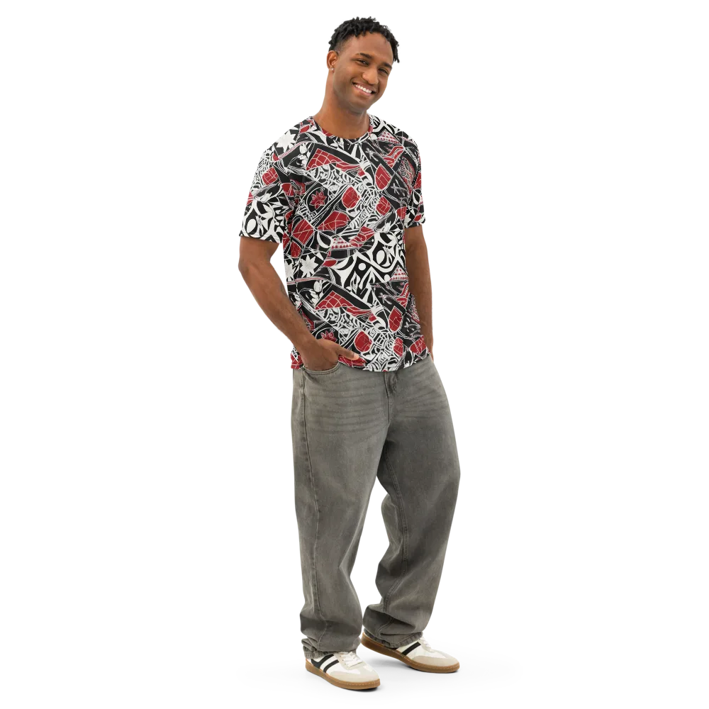 Crimson Rhapsody on Men's Cotton Crew Neck T-Shirt — Right Front