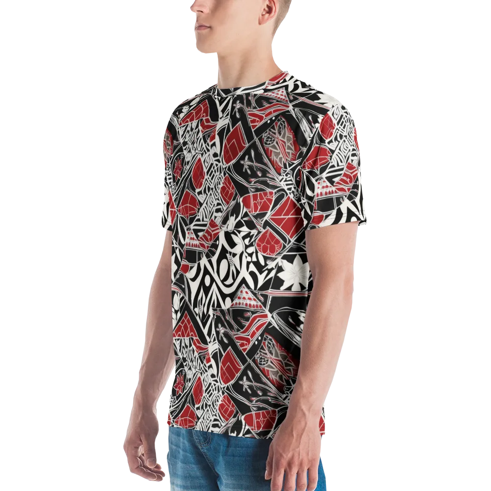 Crimson Rhapsody on Men's Crew Neck T-Shirt — Left