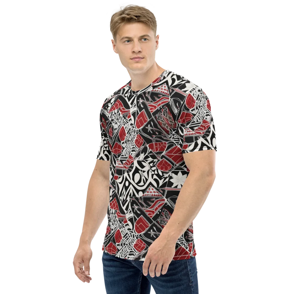 Crimson Rhapsody on Men's Crew Neck T-Shirt — Left