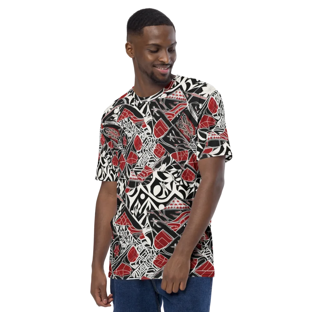Crimson Rhapsody on Men's Crew Neck T-Shirt — Left