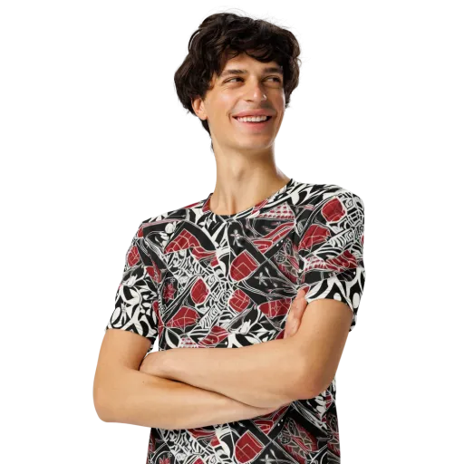 Crimson Rhapsody on a Men's Crew Neck T-Shirt