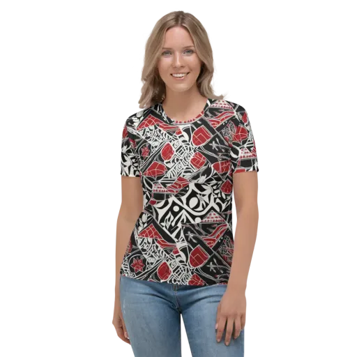 Crimson Rhapsody on a Women's Crew Neck T-Shirt