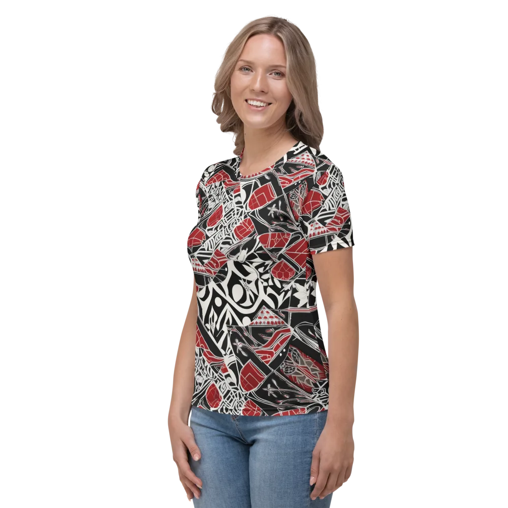 Crimson Rhapsody on Women's Crew Neck T-Shirt — Left