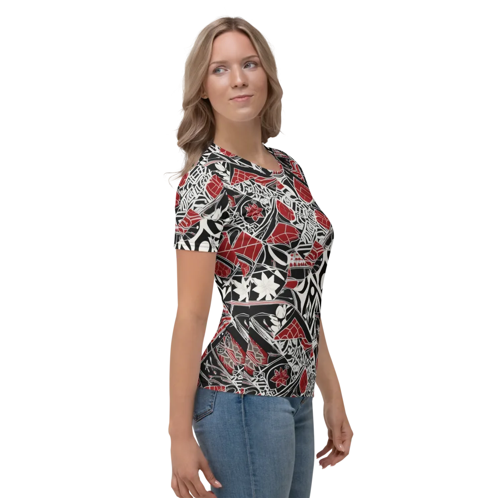 Crimson Rhapsody on Women's Crew Neck T-Shirt — Right