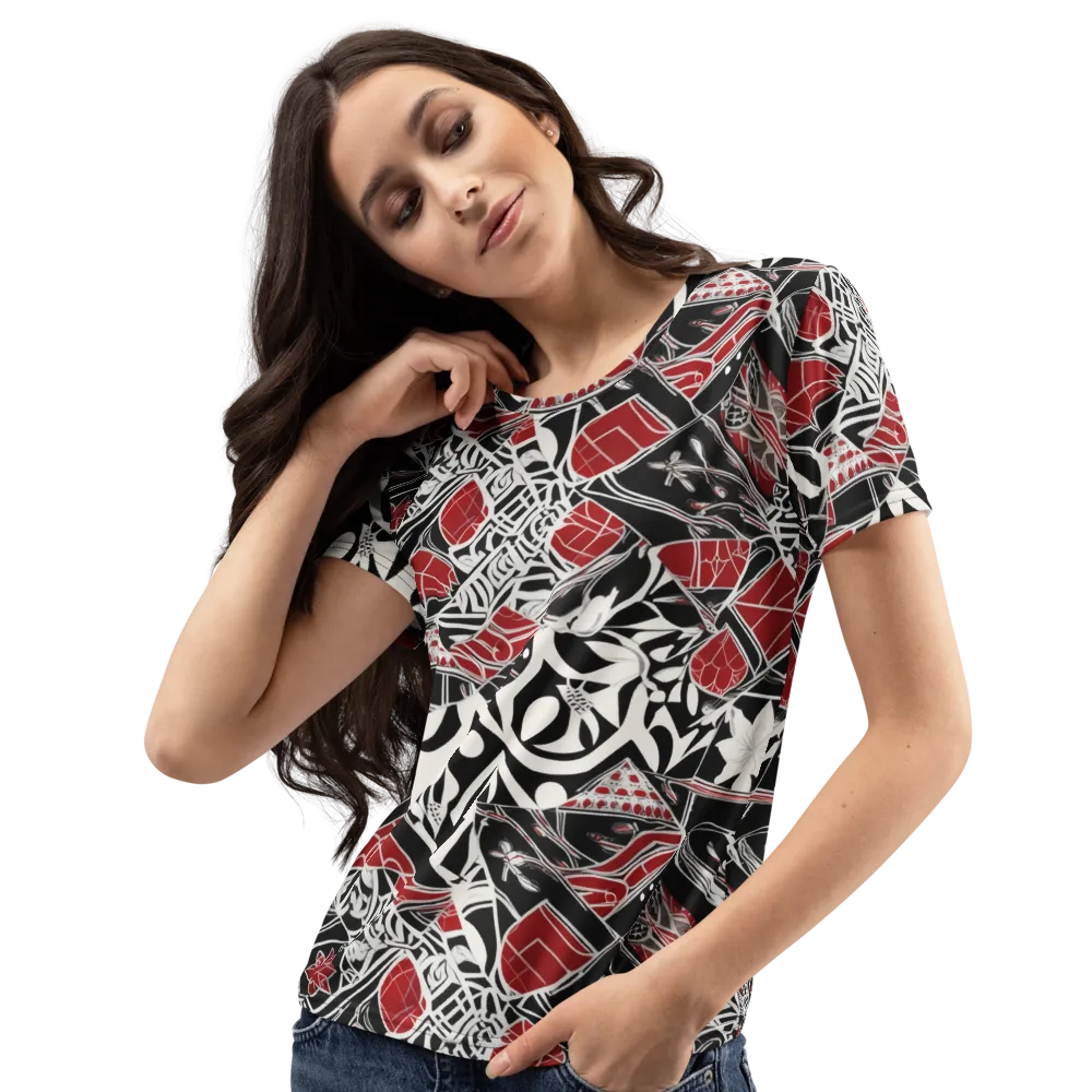 Crimson Rhapsody on Women's Crew Neck T-Shirt — Left Front