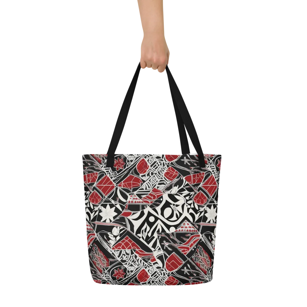 Crimson Rhapsody on Large Tote Bag W/ Pocket — Front