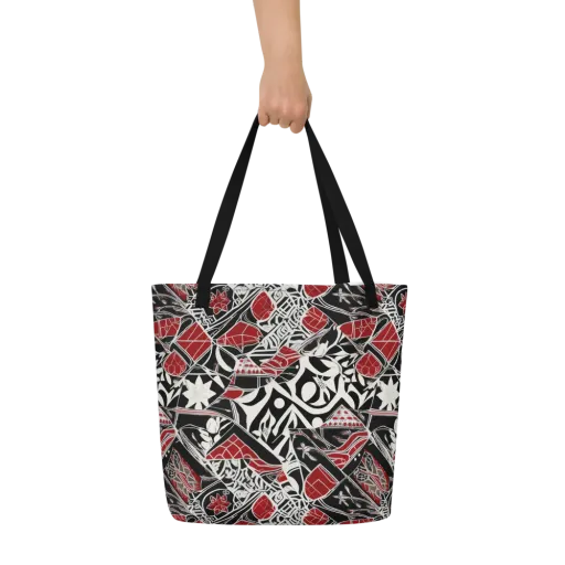 Crimson Rhapsody on a Large Tote Bag W/ Pocket