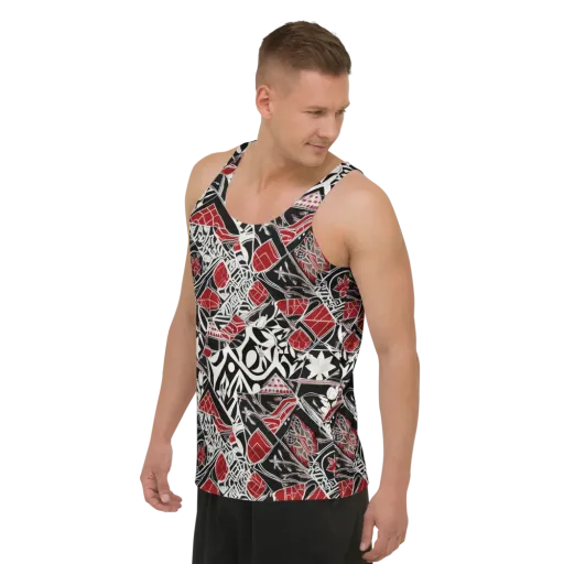Crimson Rhapsody on a Men's Tank Top