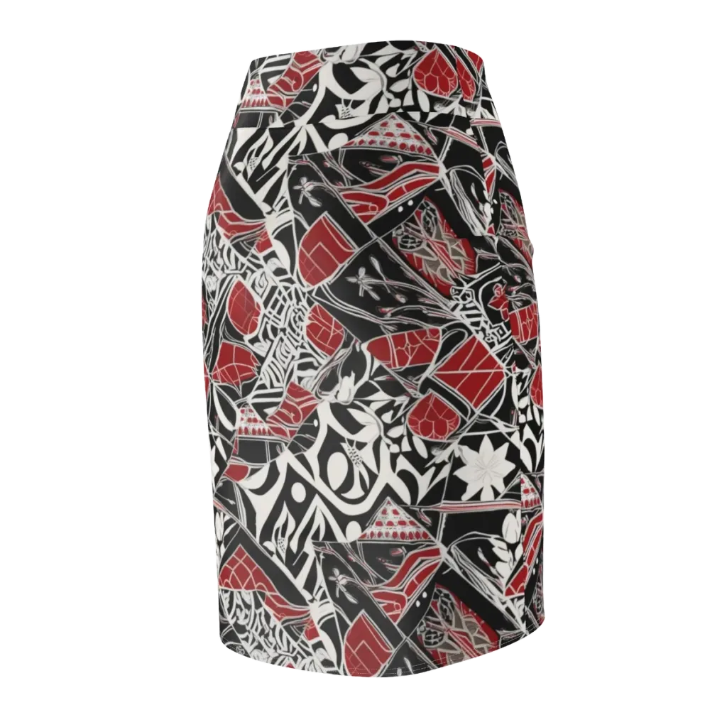Crimson Rhapsody on Pencil Skirt — Back Side