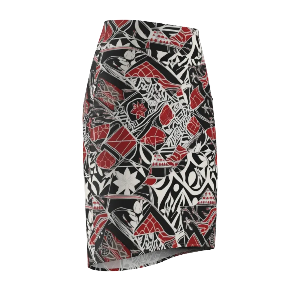 Crimson Rhapsody on Pencil Skirt — Front Side