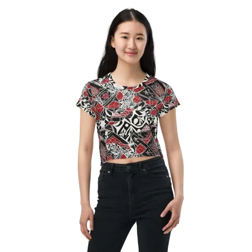 Crimson Rhapsody on a Crop Tee