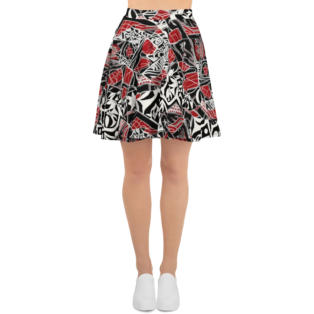 Crimson Rhapsody on Skater Skirt — Front