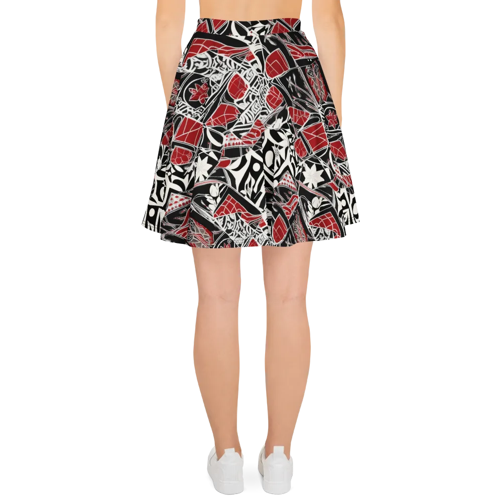 Crimson Rhapsody on Skater Skirt — Back
