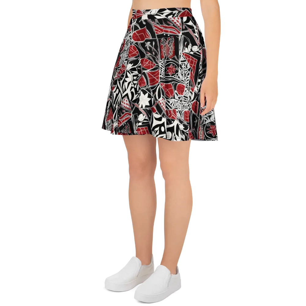 Crimson Rhapsody on Skater Skirt — Left