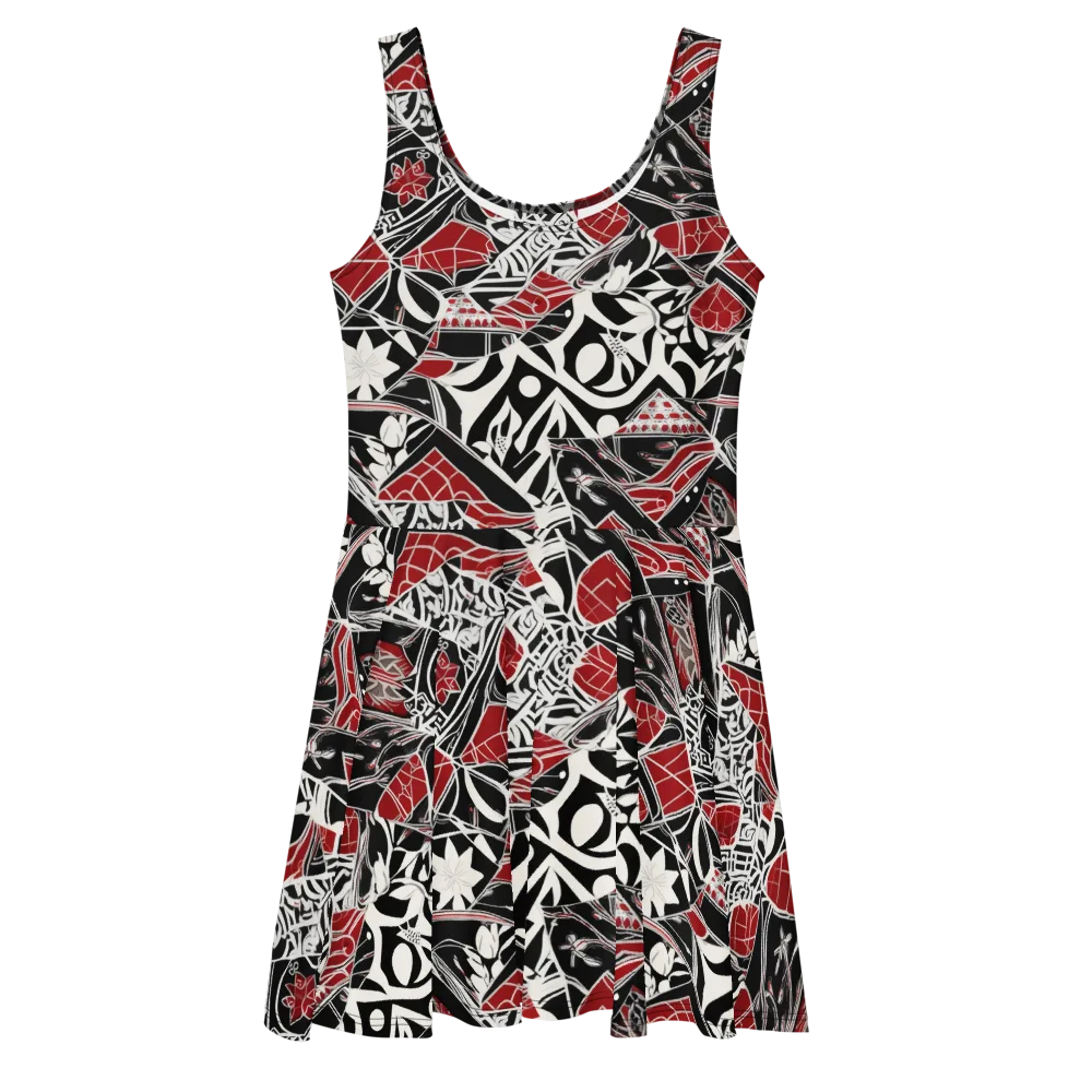 Crimson Rhapsody on Skater Dress — Front