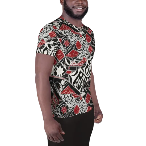 Crimson Rhapsody on a Men's Athletic T-Shirt