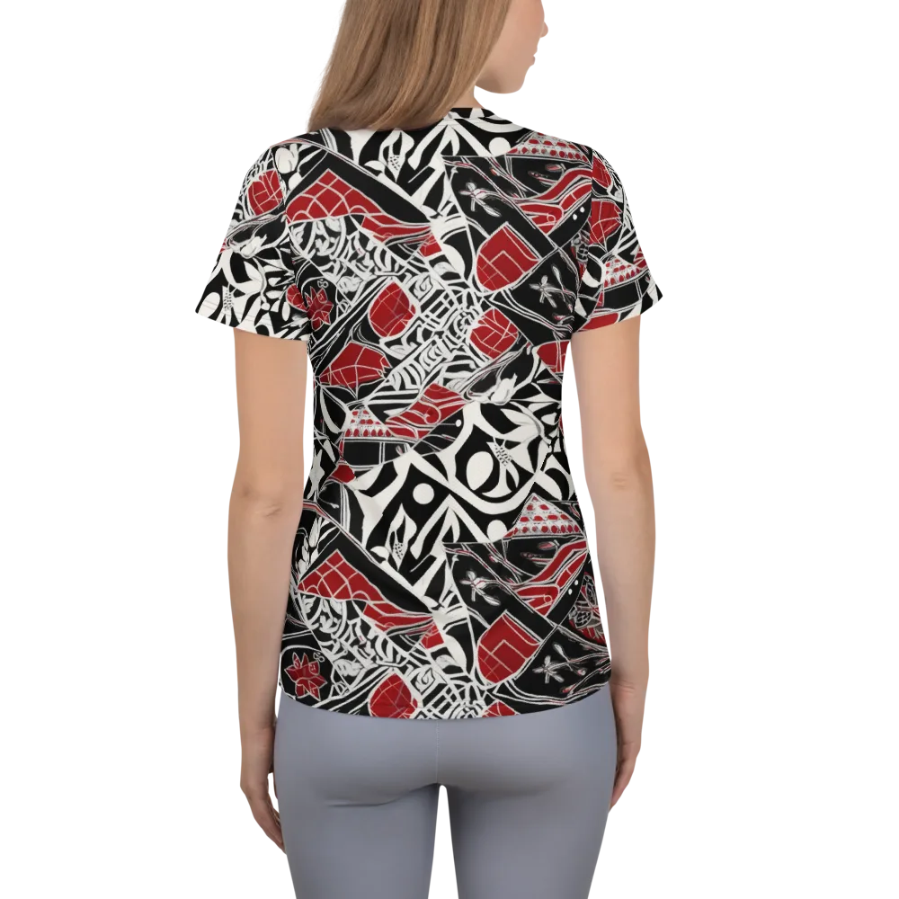 Crimson Rhapsody on Women's Athletic T-Shirt — Back