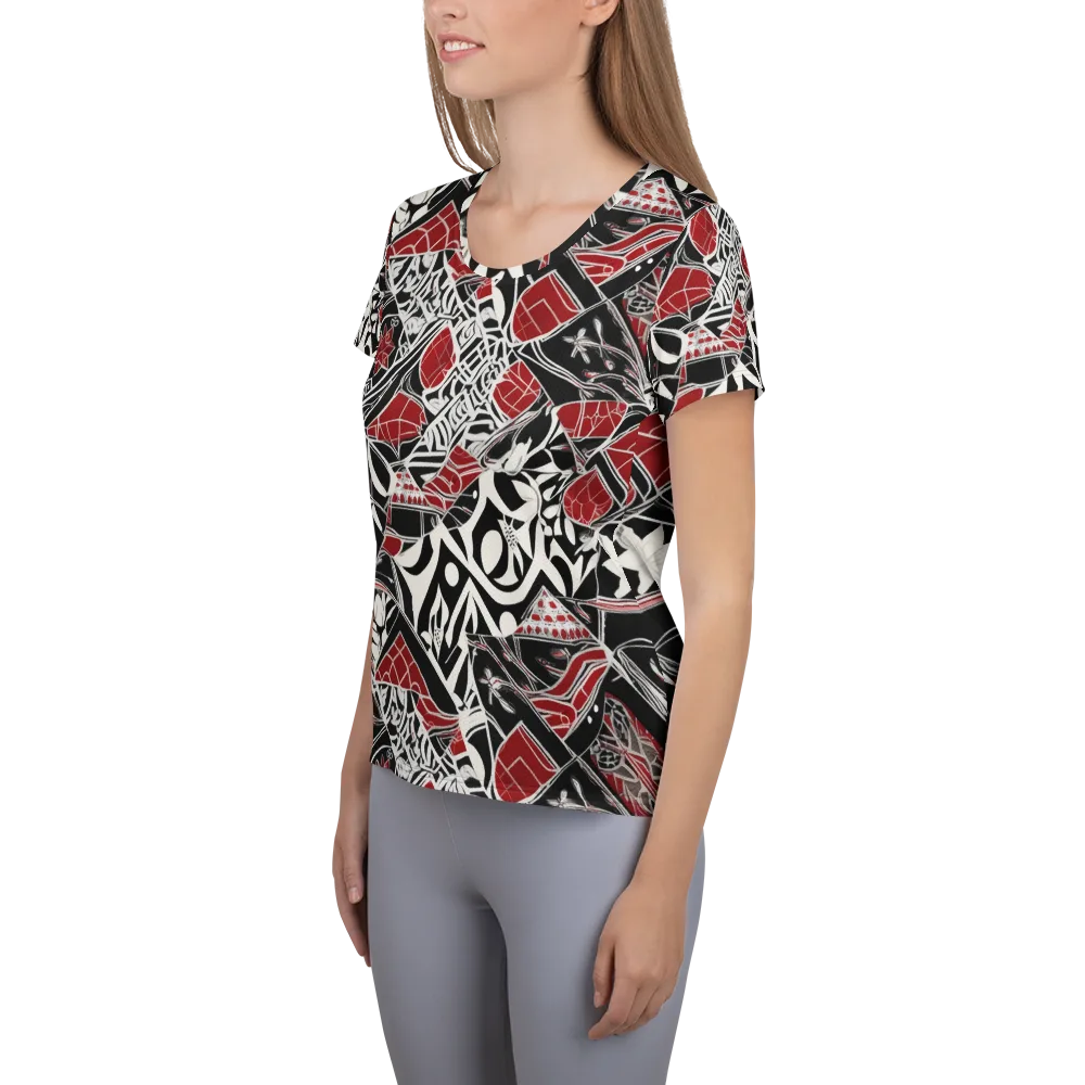 Crimson Rhapsody on Women's Athletic T-Shirt — Left