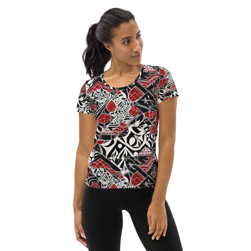 Crimson Rhapsody on Women's Athletic T-Shirt — Front