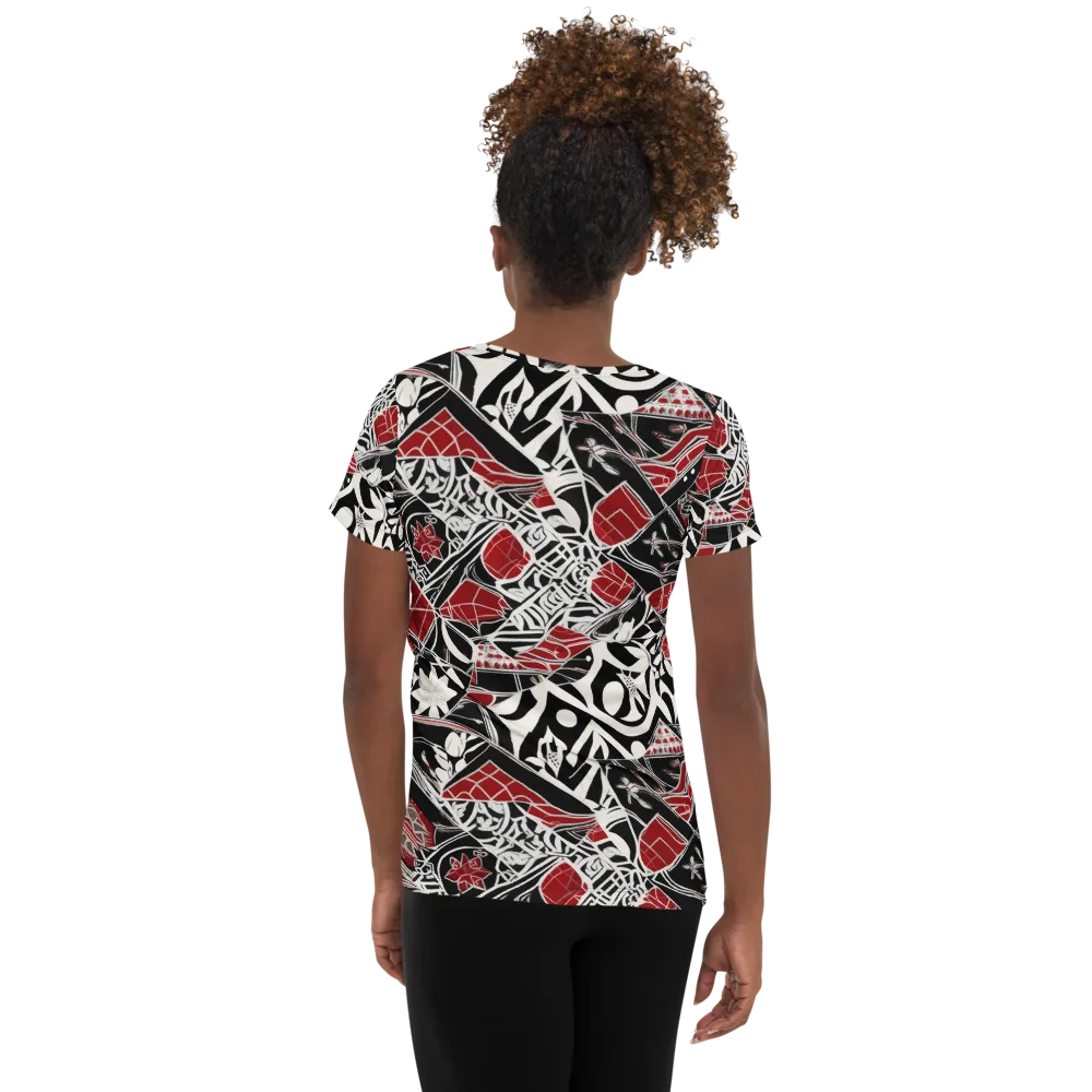 Crimson Rhapsody on Women's Athletic T-Shirt — Back