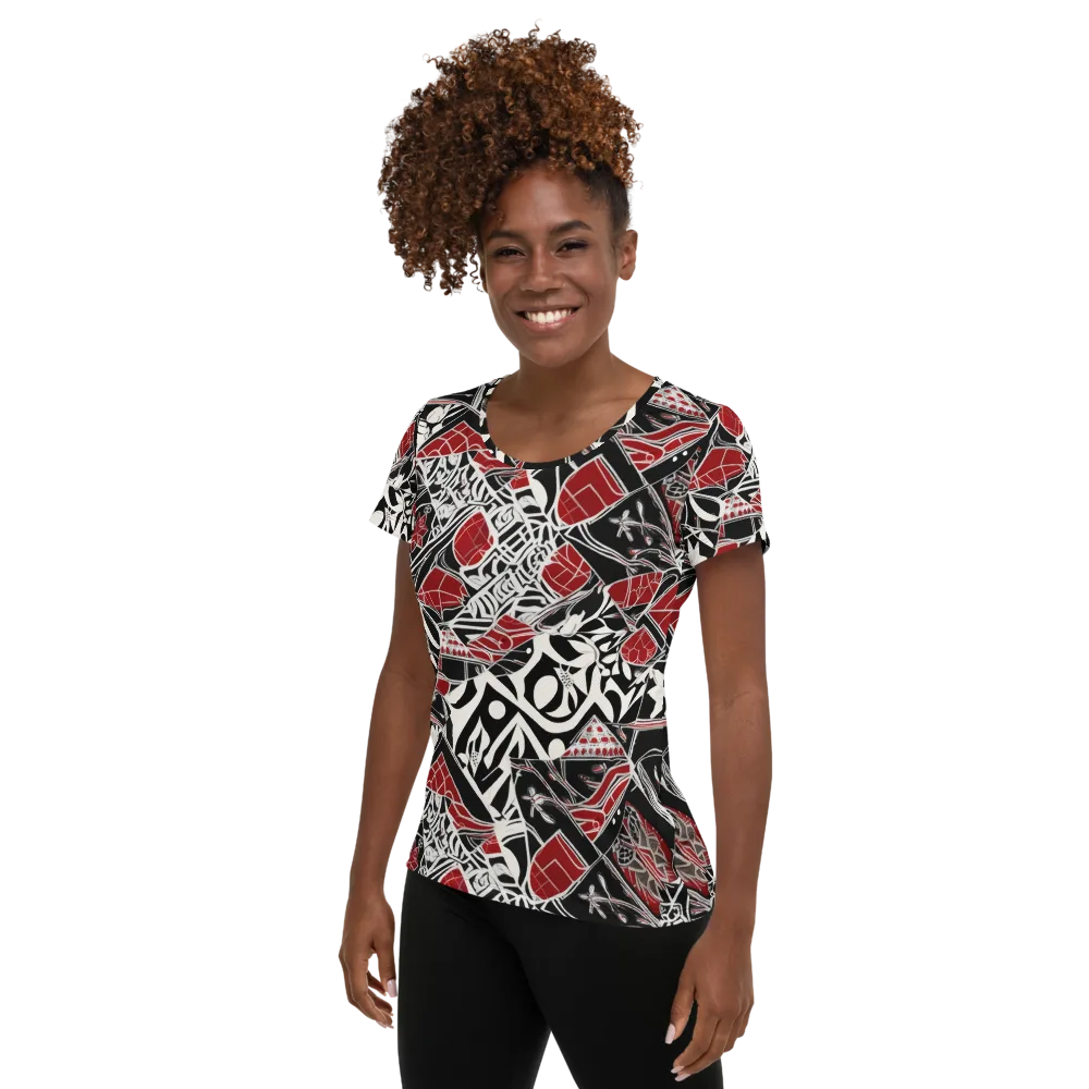 Crimson Rhapsody on Women's Athletic T-Shirt — Left