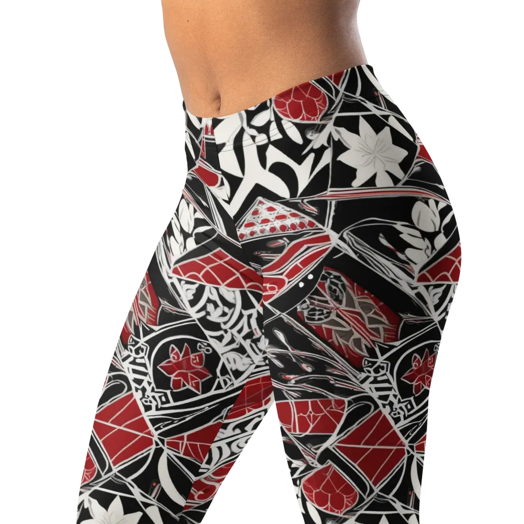 Crimson Rhapsody on Leggings — Left Front
