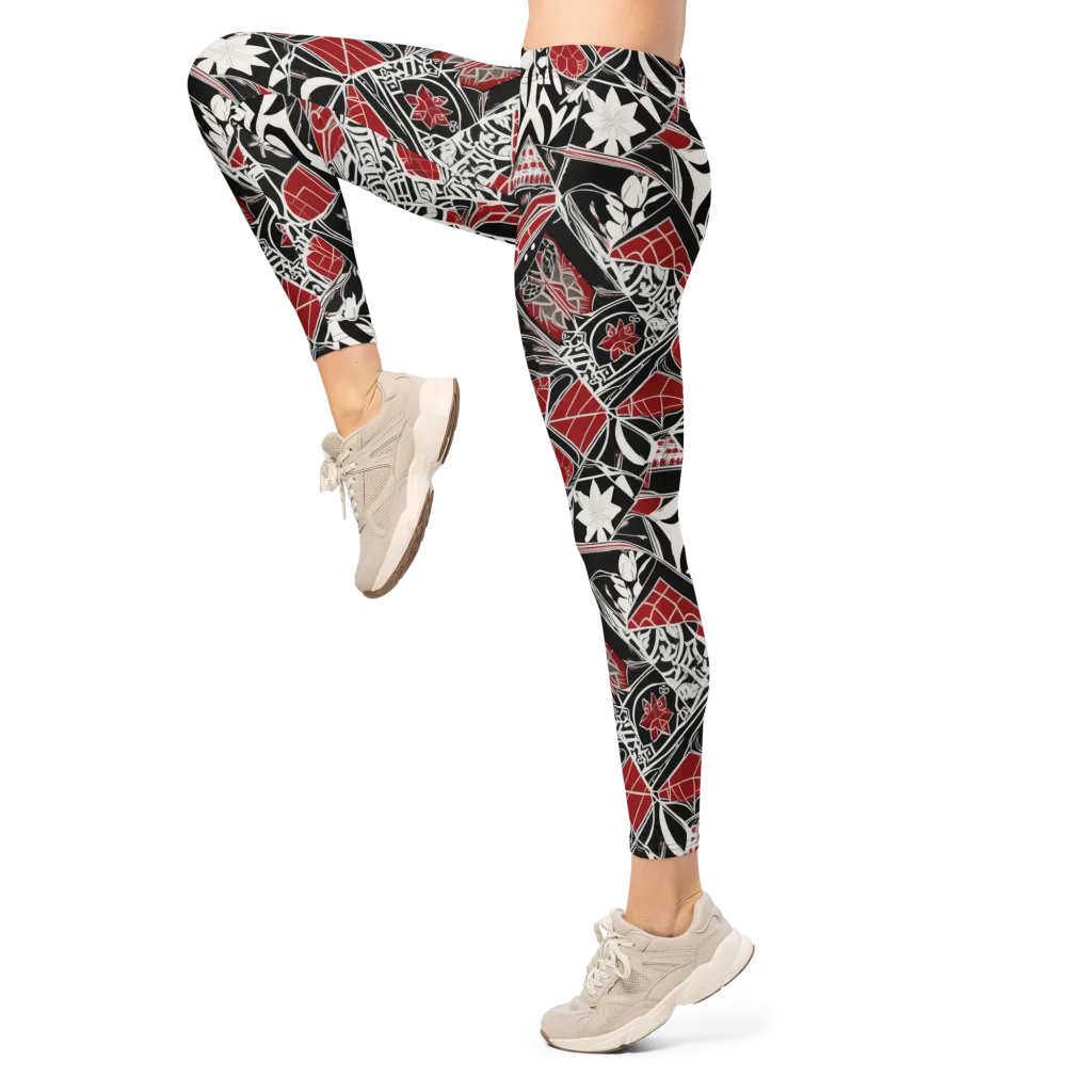 Crimson Rhapsody on Leggings — Left