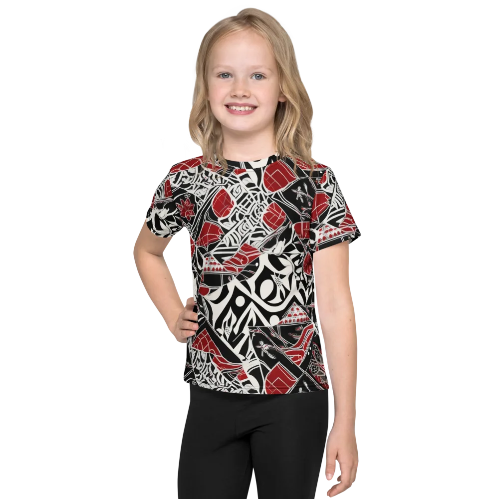 Crimson Rhapsody on Kids Crew Neck T-Shirt — Front