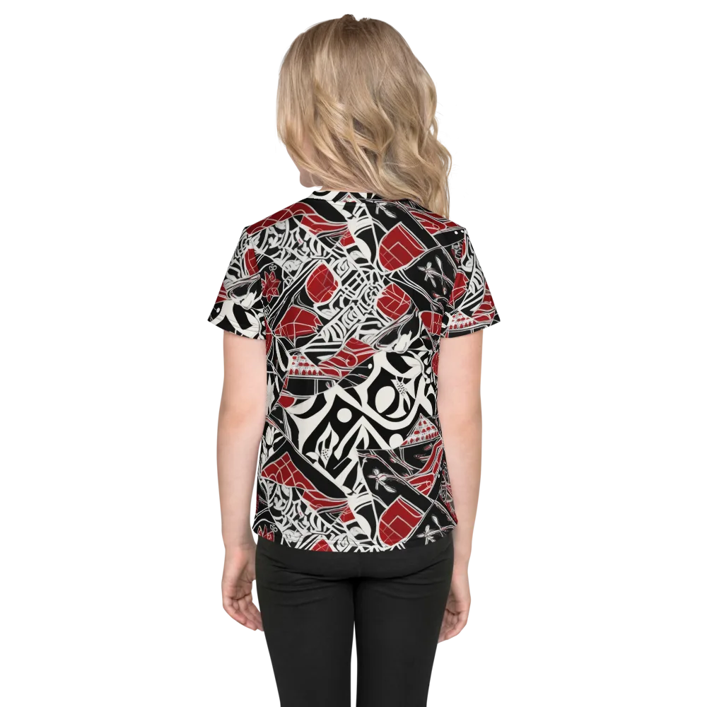 Crimson Rhapsody on Kids Crew Neck T-Shirt — Back