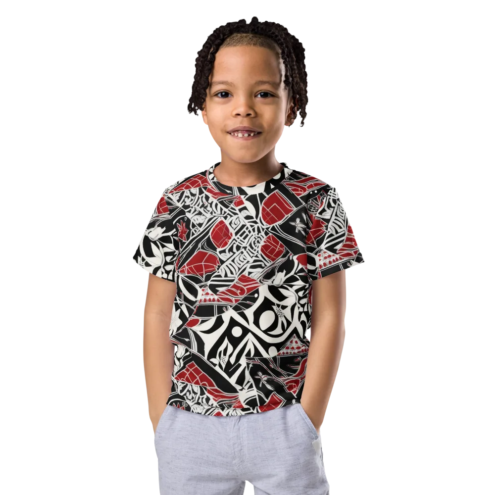 Crimson Rhapsody on Kids Crew Neck T-Shirt — Front