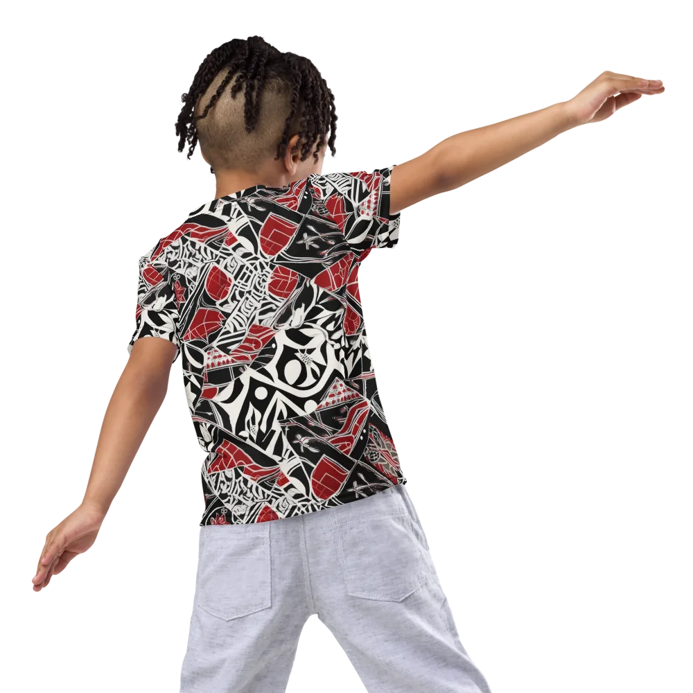 Crimson Rhapsody on Kids Crew Neck T-Shirt — Back
