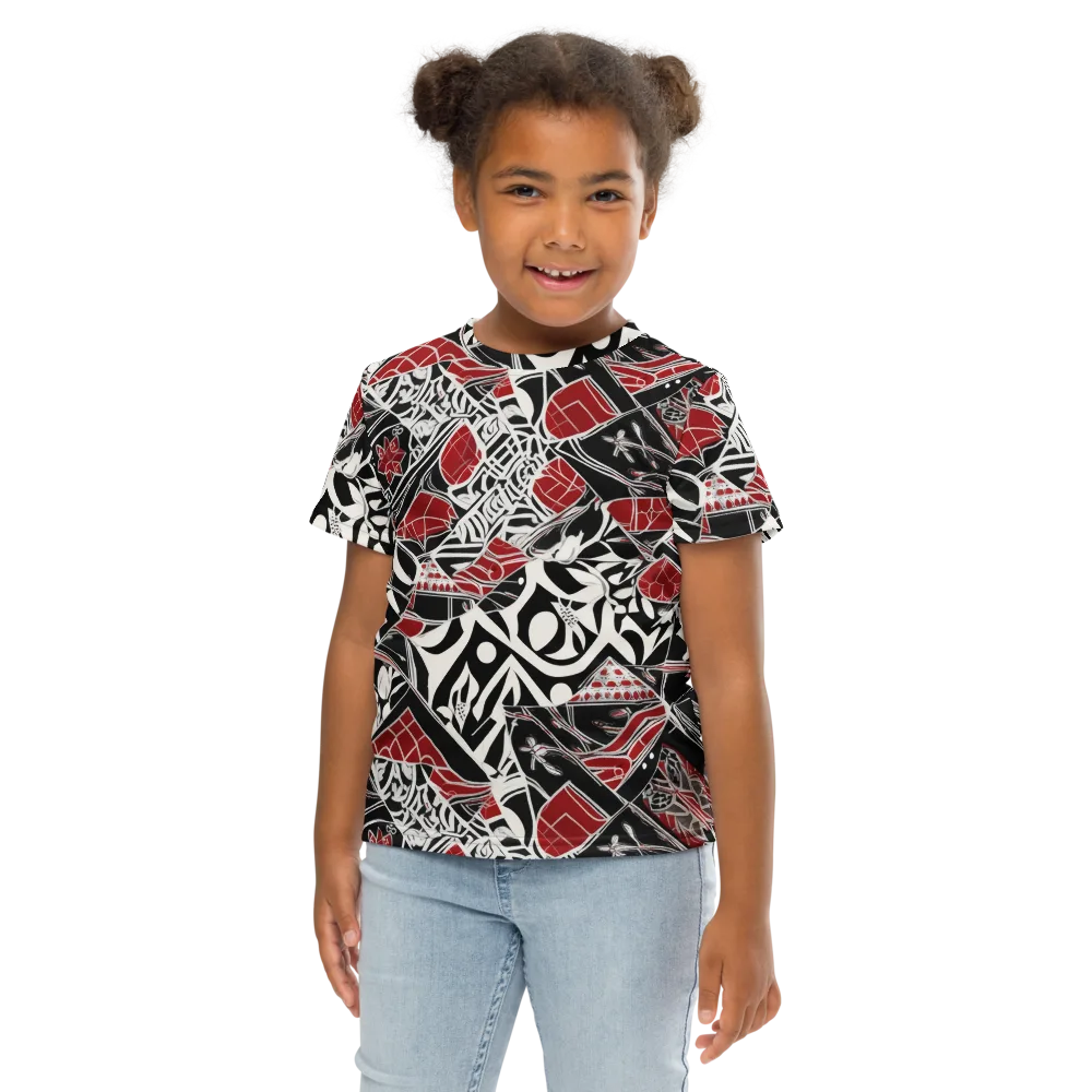 Crimson Rhapsody on Kids Crew Neck T-Shirt — Front