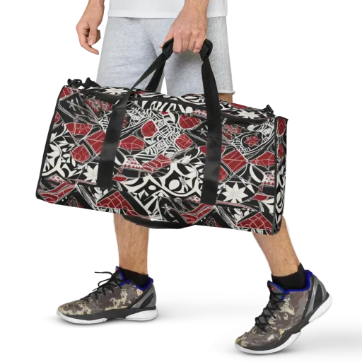 Crimson Rhapsody on a Duffle Bag