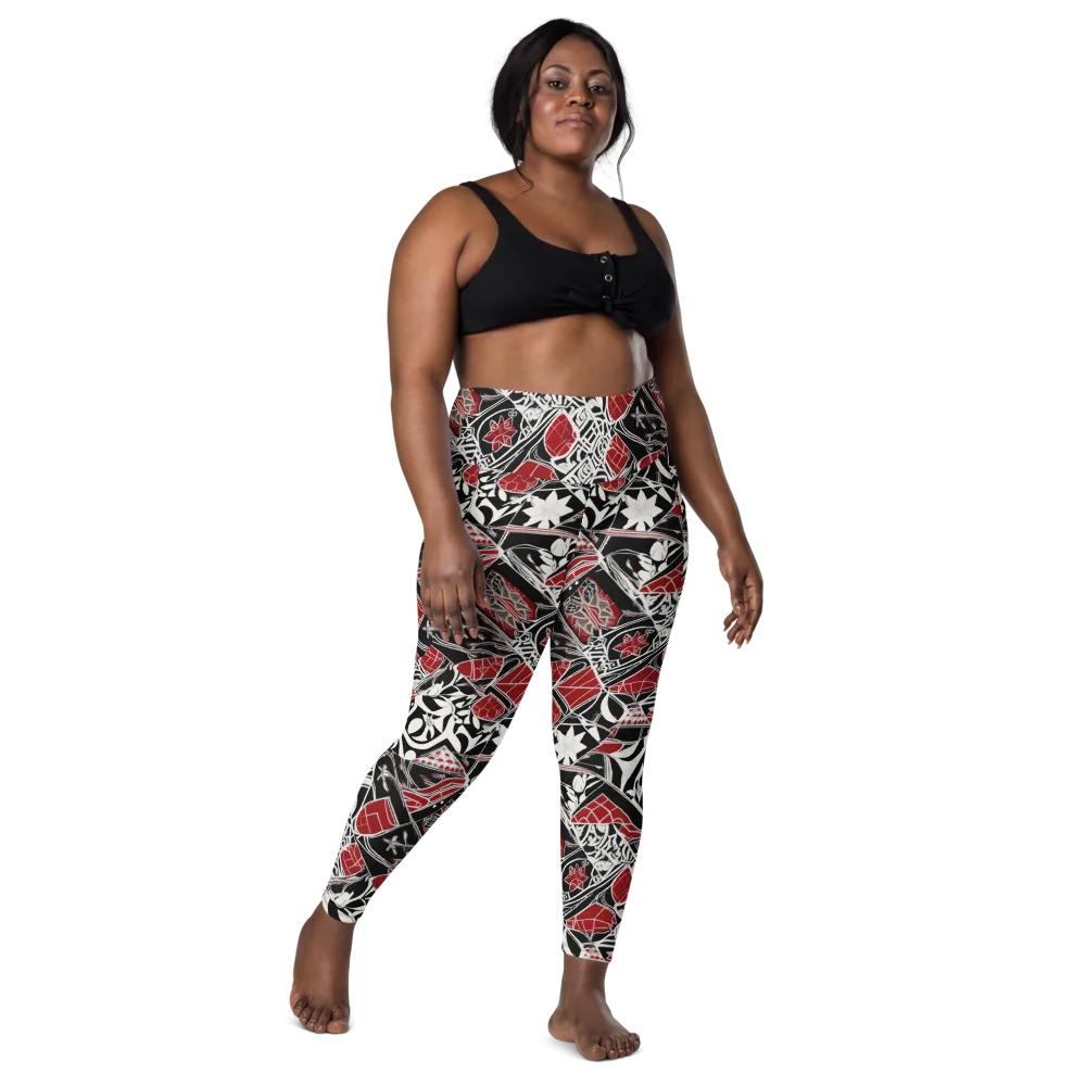 Crimson Rhapsody on Leggings with Pockets — Front