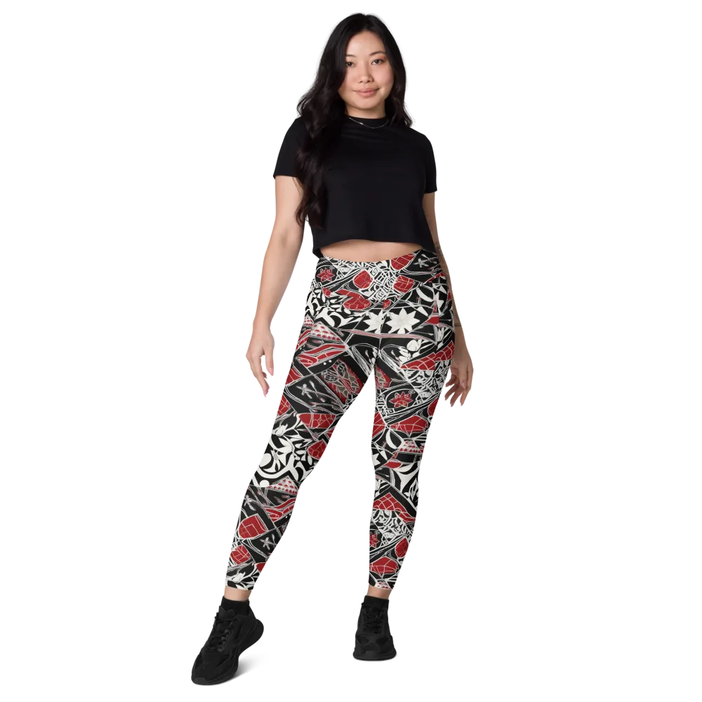 Crimson Rhapsody on Leggings with Pockets — Front