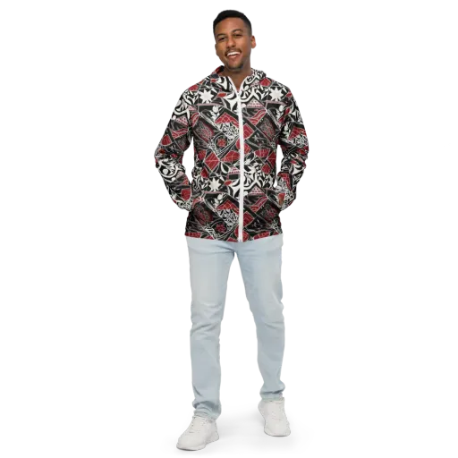 Crimson Rhapsody on a Men's Windbreaker