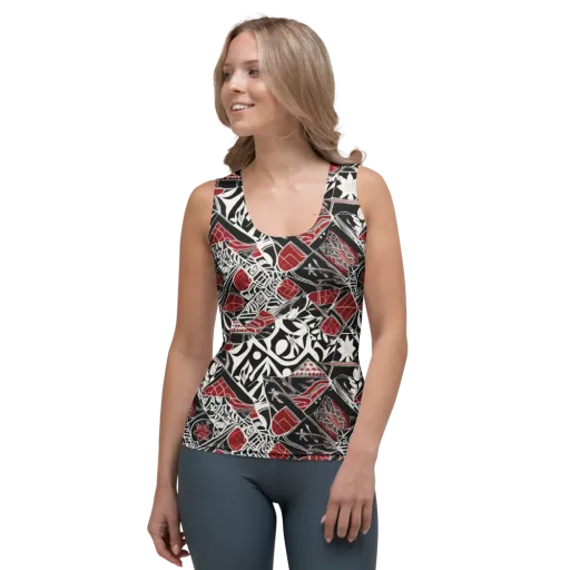 Crimson Rhapsody on a Women's Tank Top