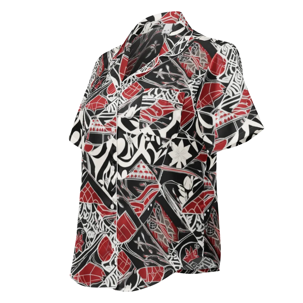 Crimson Rhapsody on Women's Short Sleeve Pajama Top — Left Front