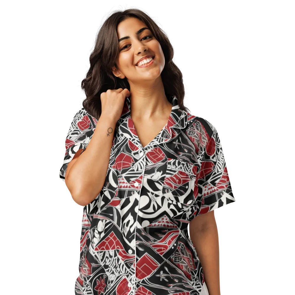 Crimson Rhapsody on Women's Short Sleeve Pajama Top — Front