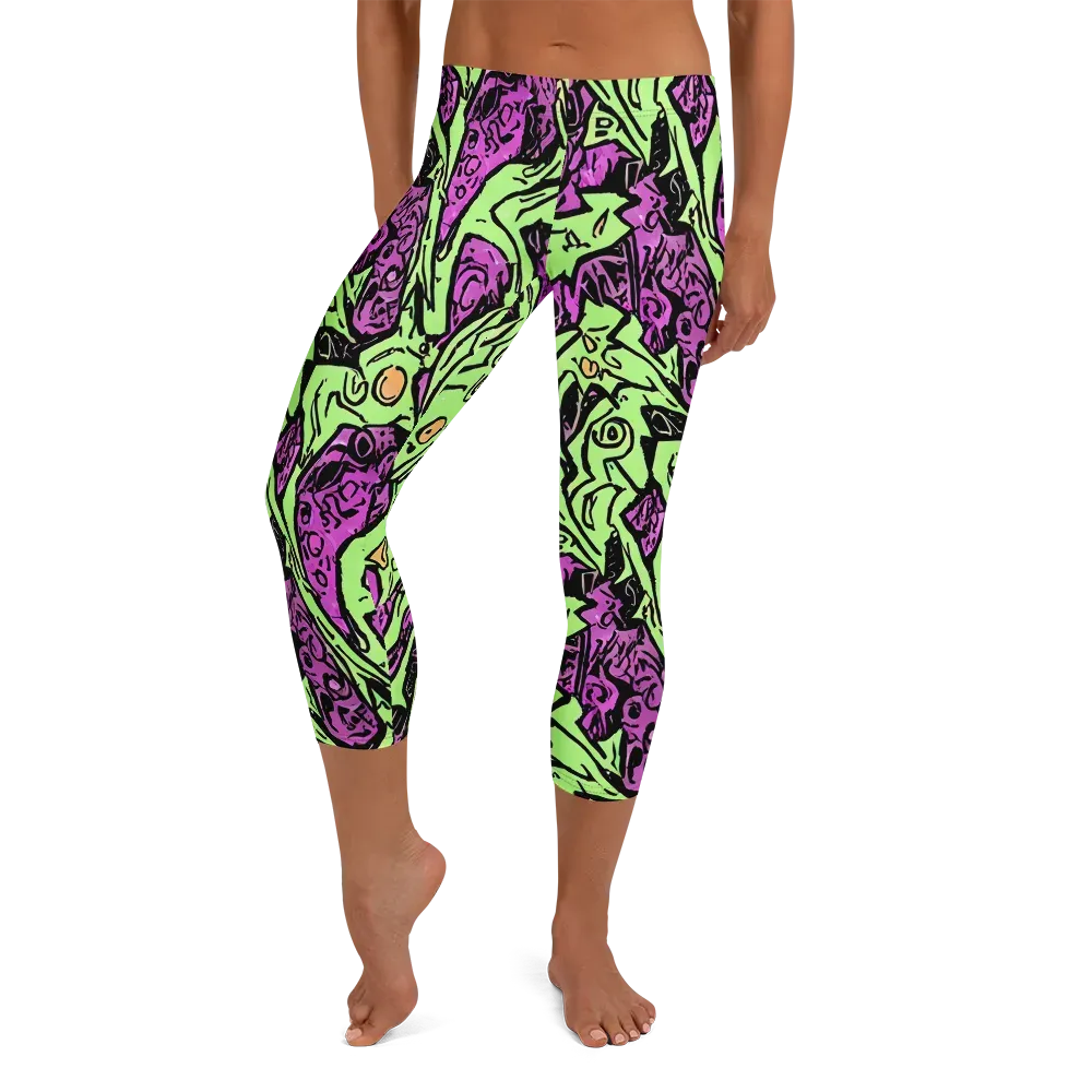 Ink Frenzy on Capri Leggings — Front