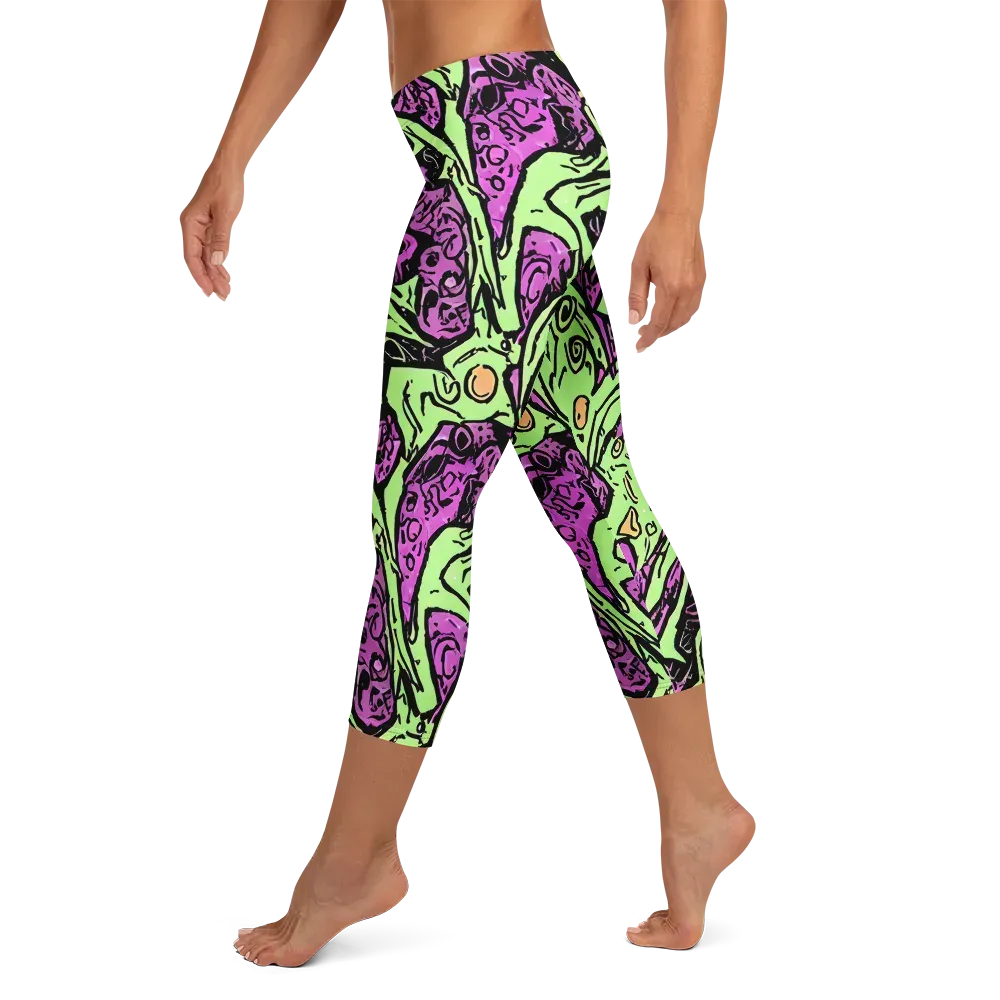 Ink Frenzy on Capri Leggings — Left