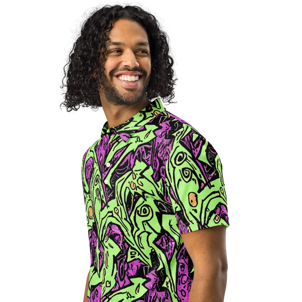 Ink Frenzy on Men's Slim Fit Polo Shirt — Left Front