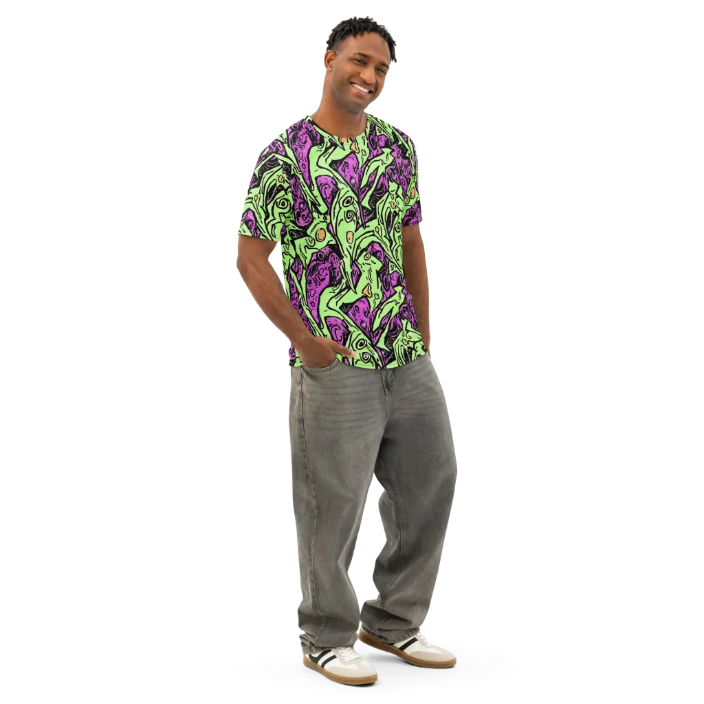 Ink Frenzy on Men's Cotton Crew Neck T-Shirt — Right Front