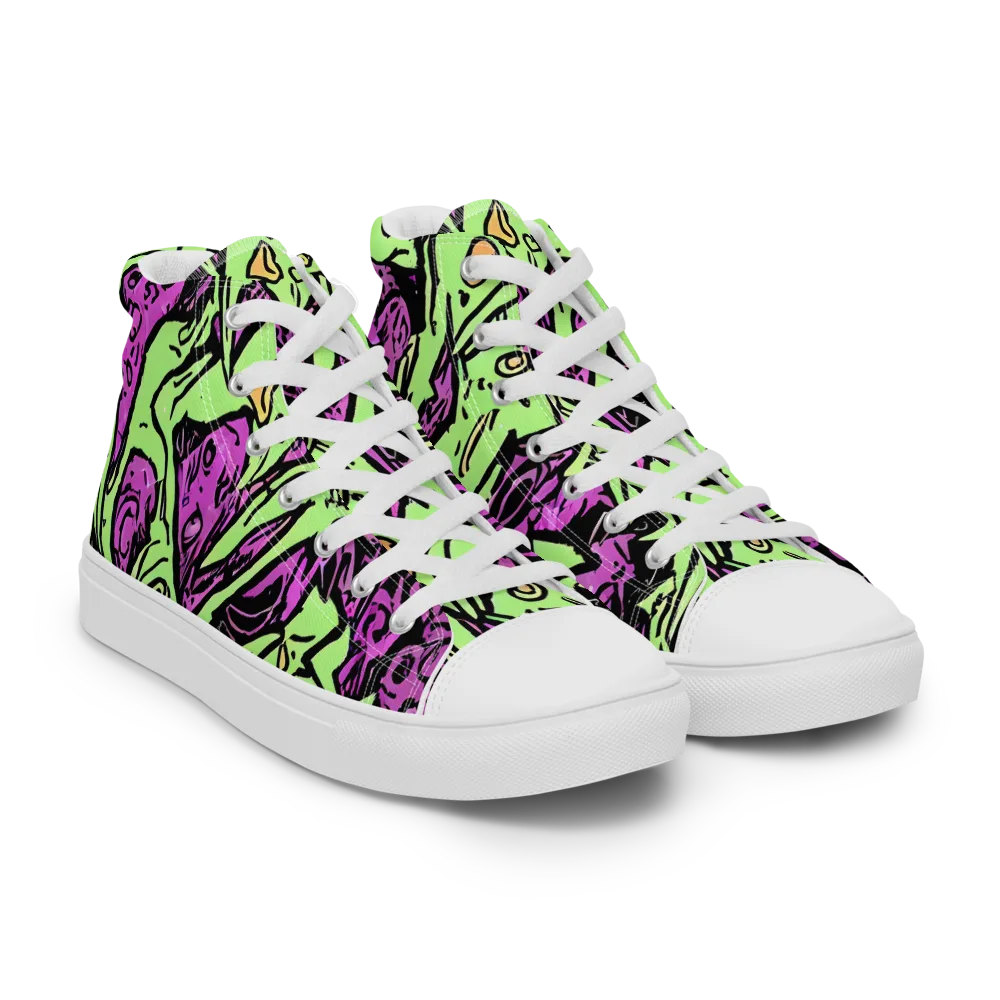 Ink Frenzy on Men's High Top Canvas Shoes — Right Front