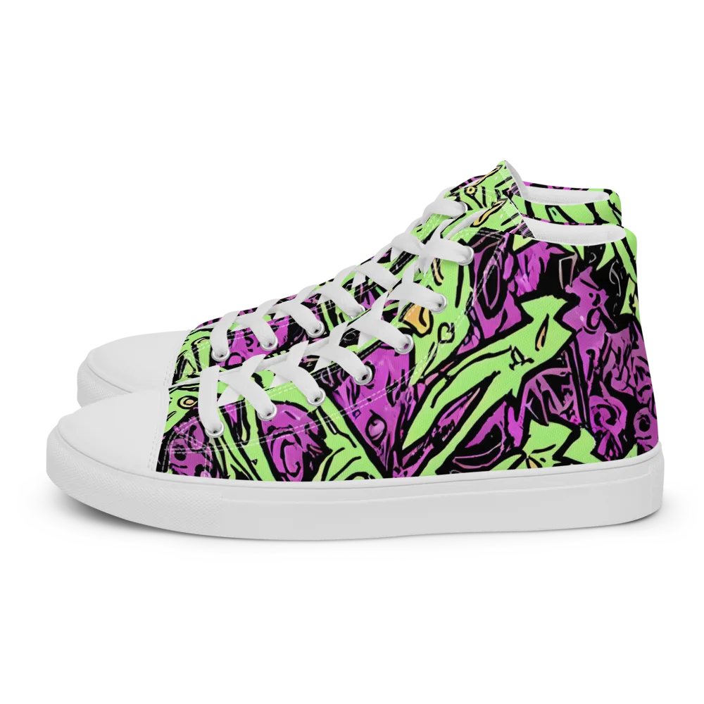 Ink Frenzy on Men's High Top Canvas Shoes — Left