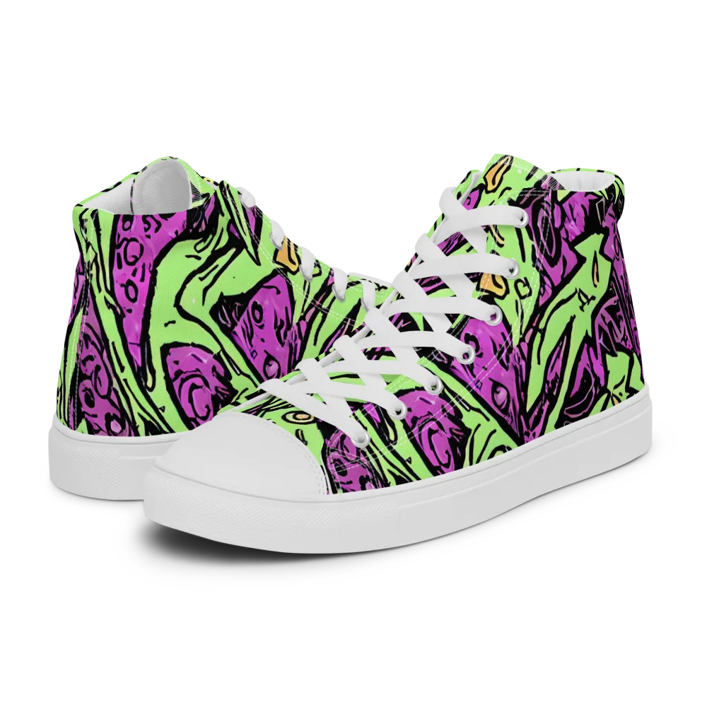 Ink Frenzy on Men's High Top Canvas Shoes — Left